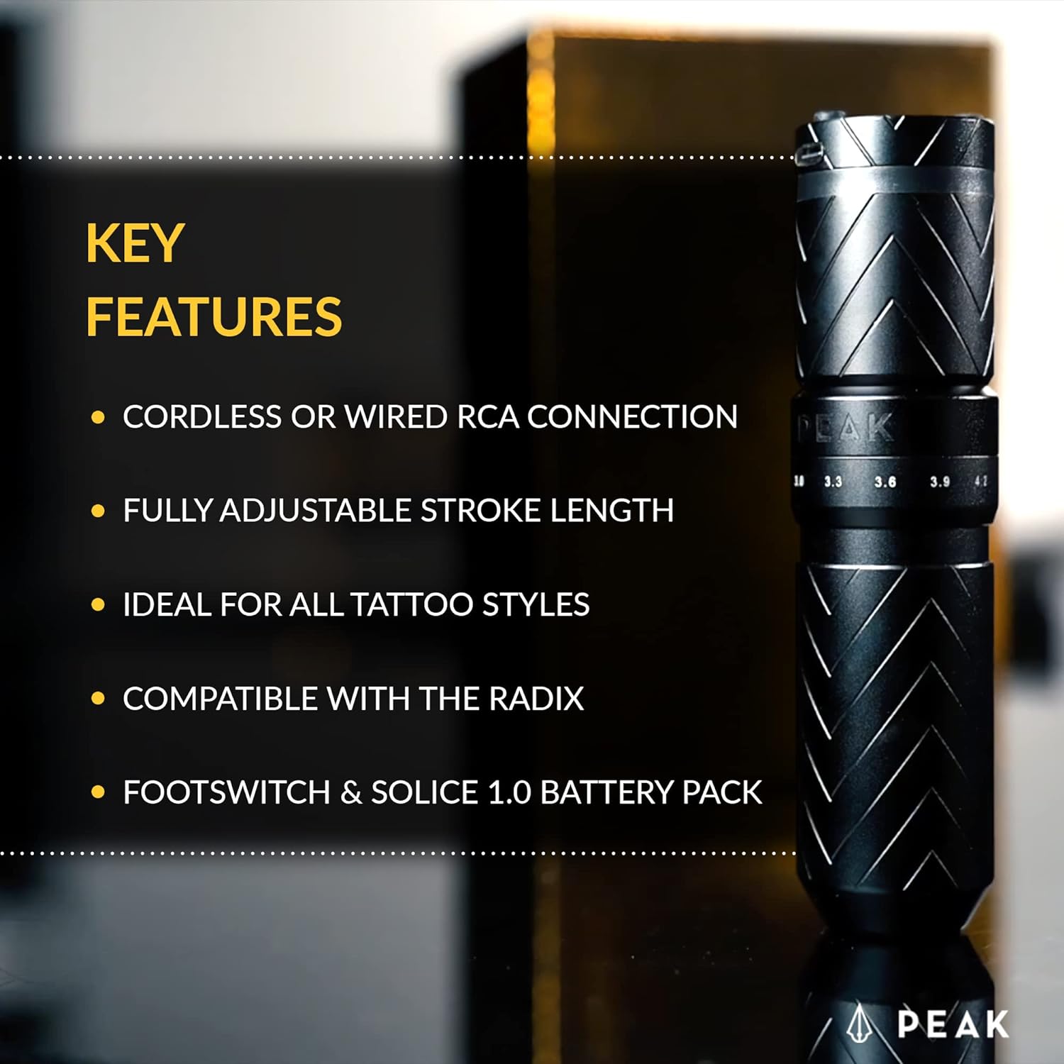 Solice Pro Adjustable Stroke Wireless Pen Tattoo Machine - Peak Needles