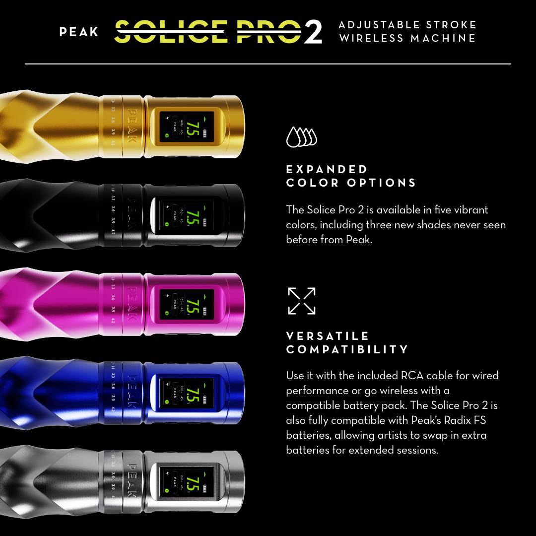 Peak Solice Pro 2 Wireless Tattoo Machine - Peak Needles