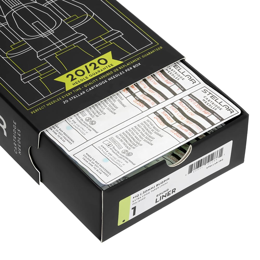 Peak Stellar Needle Cartridges — Bugpin Round Liners — Box of 20 - Peak Needles