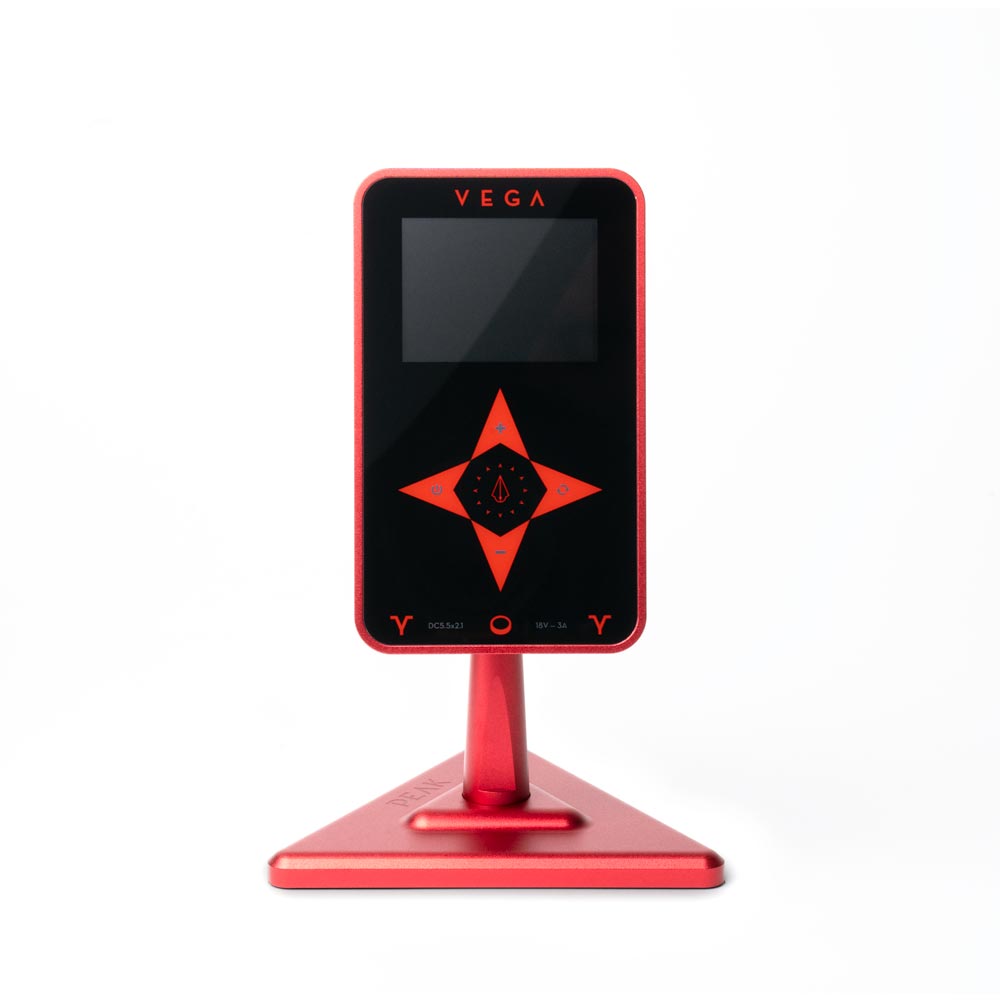 Vega Tattoo Power Supply with Magnetic Mount — Red (straight on)