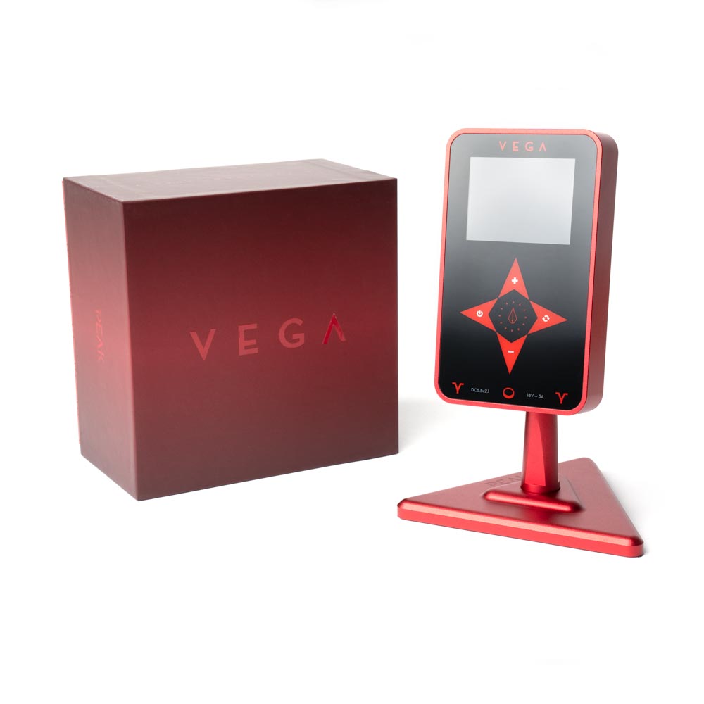 Vega Tattoo Power Supply with Magnetic Mount — Red (box)