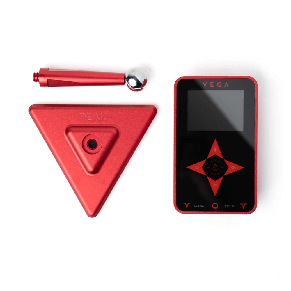 Vega Tattoo Power Supply with Magnetic Mount — Red (disassembled)