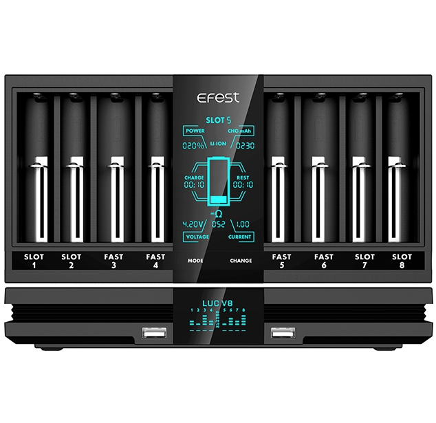 Efest LUC V8 8-Port Studio Battery Charger - Peak Needles