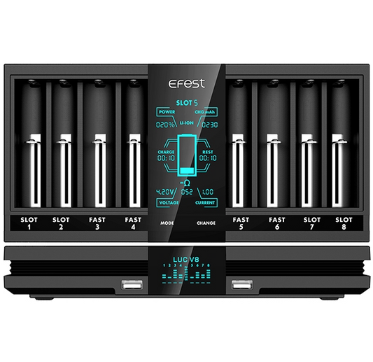 Efest LUC V8 8-Port Studio Battery Charger - Peak Needles